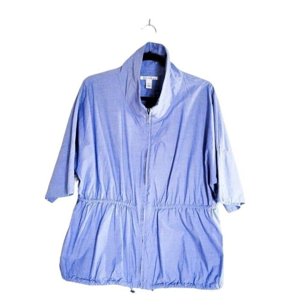 Kenneth Cole Womens Jacket Blue M Full Zip Drawstring Lightweight